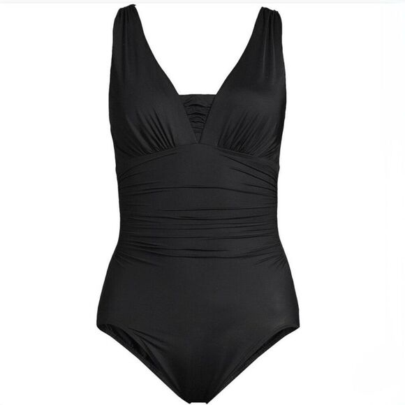 Lands' End Plus Size SlenderSuit Grecian Tummy Control One Piece Swimsuit size 2 - Picture 1 of 12